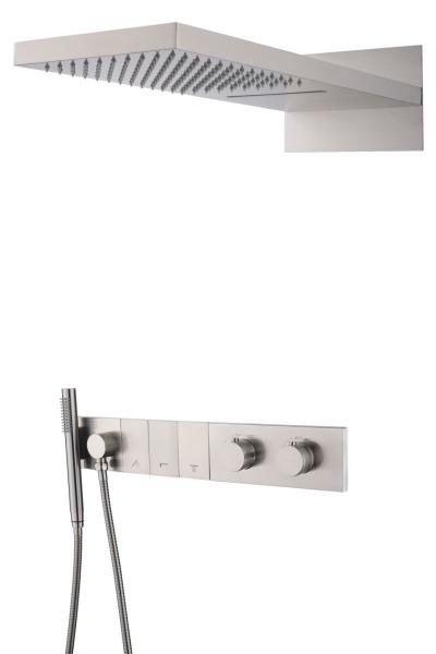 Встроенная душевая система Boheme ZODIAC с термостатом, трехпозиционная Nikel Brush 133-NB