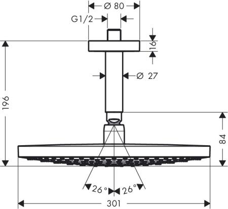 Hansgrohe Raindance Select S 27337000 Верхний душ 300 2jet с потолочным подсоединением
