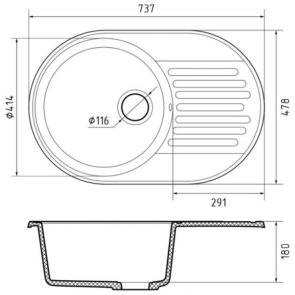 Кухонная мойка GranFest QUARZ 18, песочный