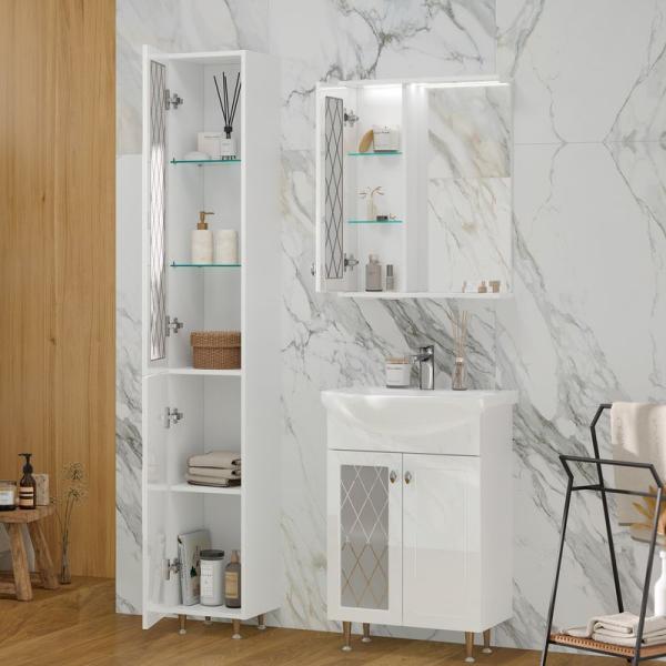 Пенал для ванной напольный Volna Milena 30 белый глянец