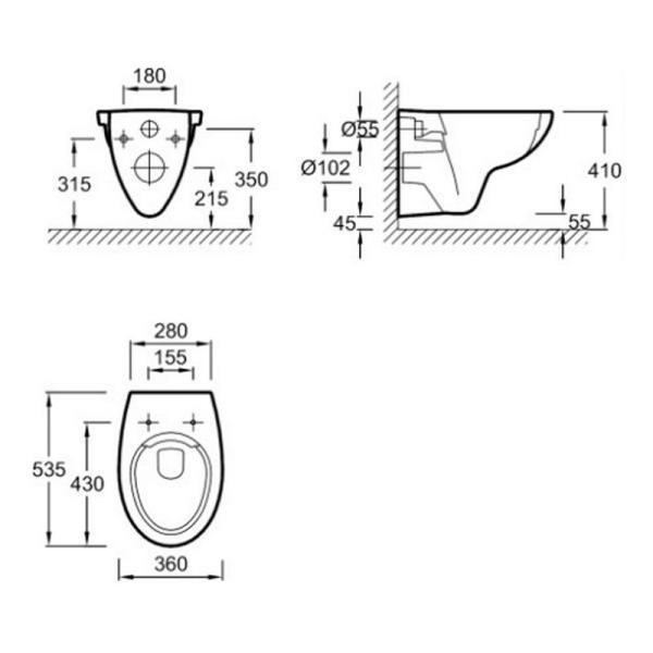 Унитаз Jacob Delafon PATIO EDV102-00 безободковый подвесной /36х53,5/(белый)