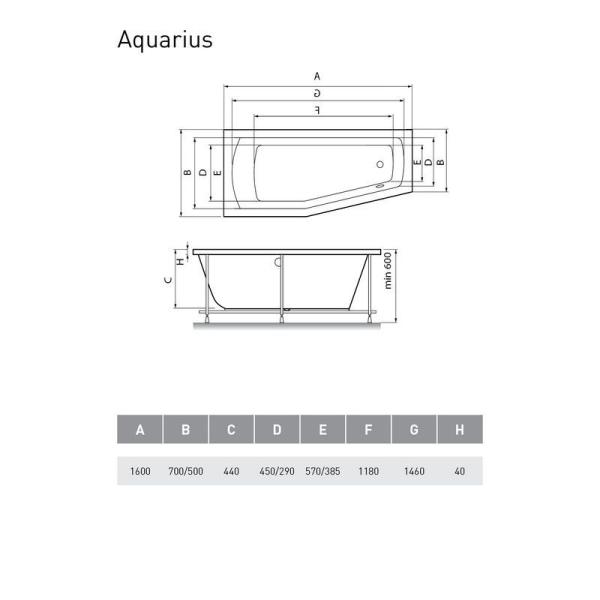 Ванна акриловая Relisan Aquarius L 160х70х50 Левая