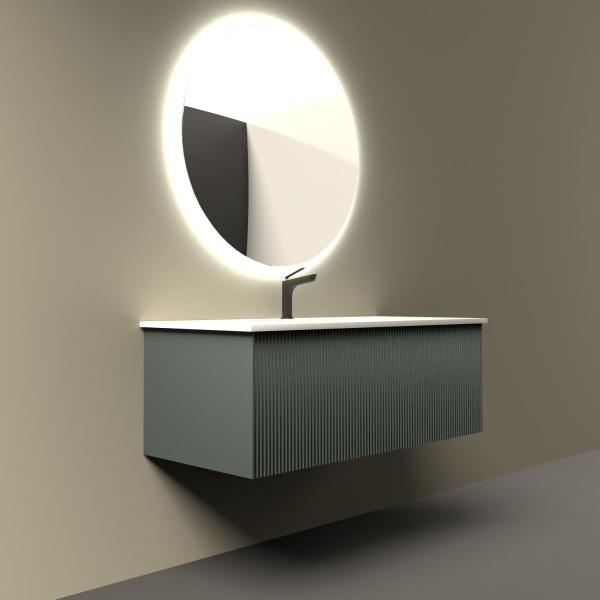 Тумба под раковину LA FENICE TERRA Grigio серый 100 FNC-01-TER-G-100 серый матовый зелёный матовый