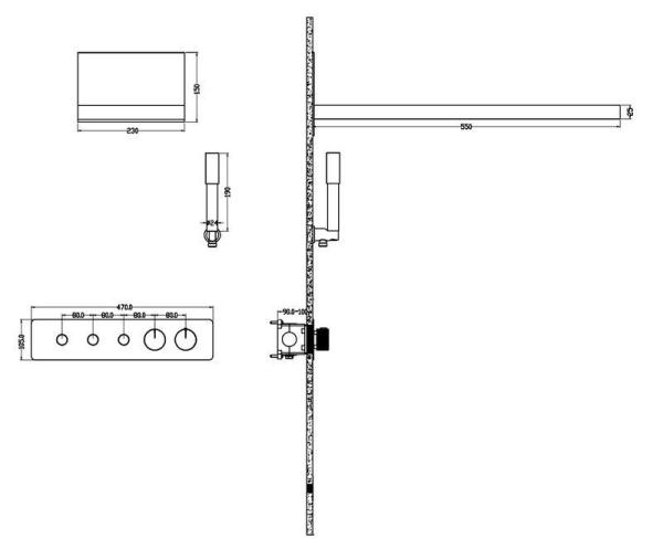 Душевая система Boheme FUSION 131-CR с термостатом, трехпозиционная CHROME