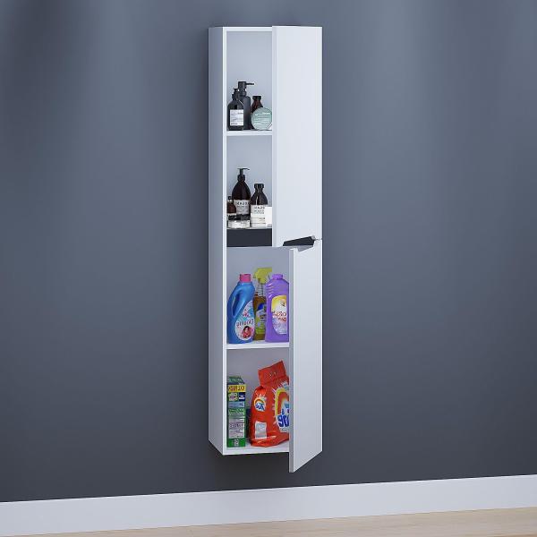 Шкаф-пенал для ванной Uperwood Tanos 33*27*150 см, подвесной, белый/графит, универсальный