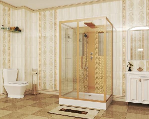 Душевая кабина Niagara Luxe NG-7711GBK (900x1200х2100) низкий поддон стенки ЗОЛОТО БЕЗ КРЫШИ