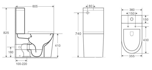 Унитаз Ceramalux 2179XMC напольный безбодковый с бачком ( GEBERIT ) сиденье микролифт капучино матовый, 618x380x825