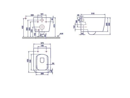 Унитаз подвесной с функцией биде Boheme Zen 967-2 Белый глянец (без крышки)