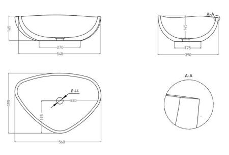 Раковина Salini GLORIA 06 S-Sense покраска RAL глянцевая 56x39 1102106GF накладная