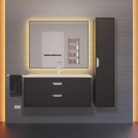 Шкаф-пенал для ванной Uperwood Modul, подвесной, с дверцами, матовый, черный