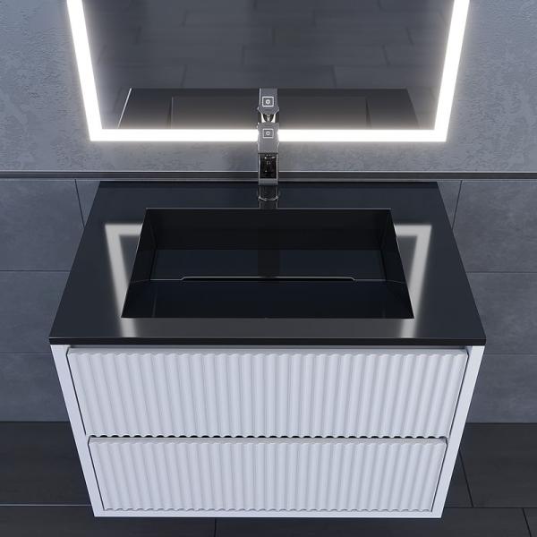 Раковина для ванной Uperwood Next Premium 70 см, прямоугольная, черный глянец
