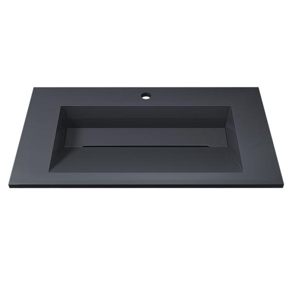 Раковина для ванной полувстраиваемая Uperwood Next Premium 80 см, прямоугольная, серый глянец