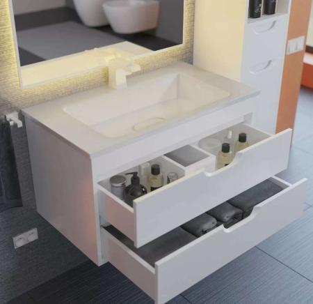 Тумба под раковину для ванной Uperwood Modul 80 см, подвесная, глянцевая, белая