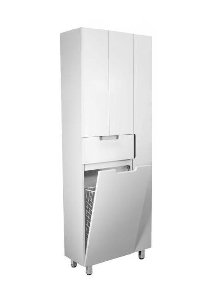 Пенал в ванную Style Line Оптима 700 напольная (1ящ, отделение под халаты) с бельевой корзиной