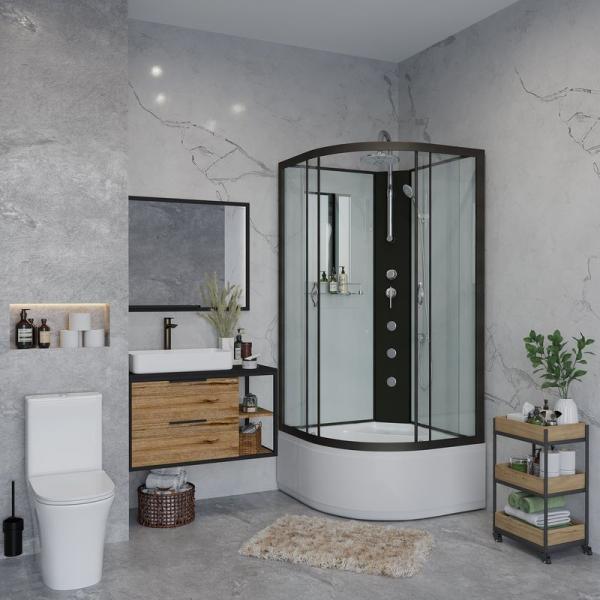 Душевая кабина Niagara NG-6709-14BKTG 1000х1000х2150высокий поддон 45см стекло прозрачное черные профиля