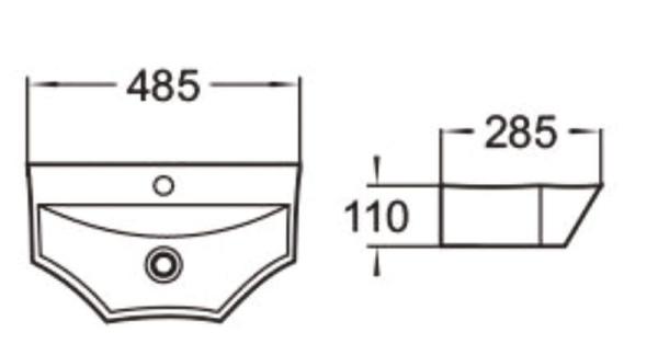 Раковина SantiLine SL-2004 48,5x28,5 подвесная керамическая Белый