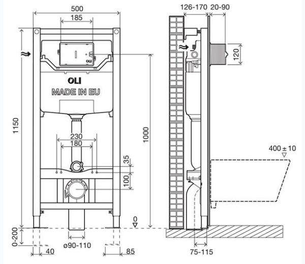Инсталляция OLI OLI120 Plus 177306, пневматика, fast-fit