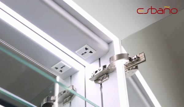 Зеркальный шкаф ESBANO ES-5010NS LED подсветка с розеткой 1000x700X140