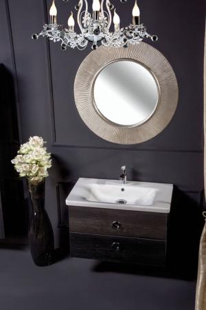 Зеркало Boheme Shine круглое D82 528-SL light, серебро ПУ с подсветкой