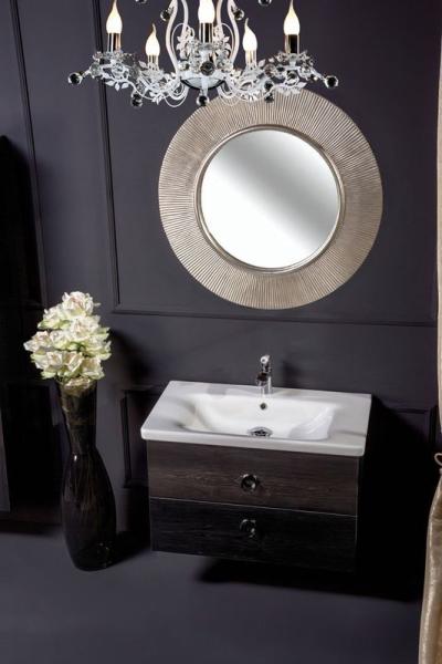 Зеркало Boheme Shine круглое D82 528-SL light, серебро ПУ с подсветкой