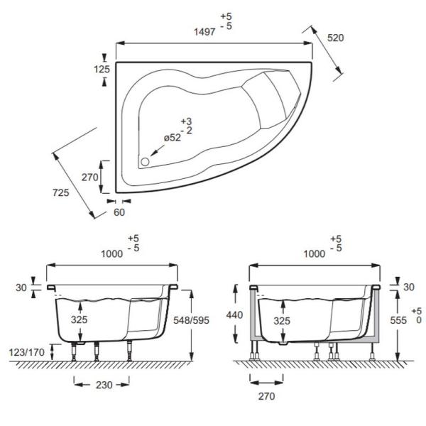 Ванна Jacob Delafon MICROMEGA DUO E60221RU-00 170x105 см левая