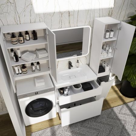 Тумба напольная Style Line Марелла 80 (2 ящ.) Люкс антискрейтч белый матовый, PLUS