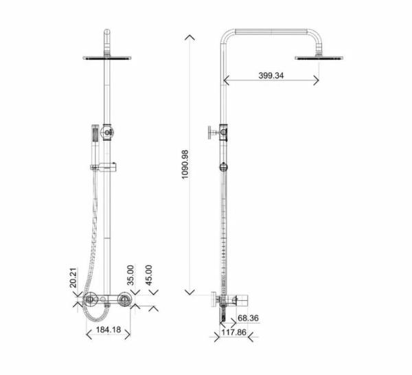 Душевая система Boheme Stick белый, ручка Touch золото 128-WG.2