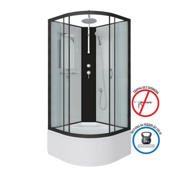 Душевая кабина Niagara NG-6709-14BKT 1000х1000х2150высокий поддон 45см стекло прозрачное черные профиля