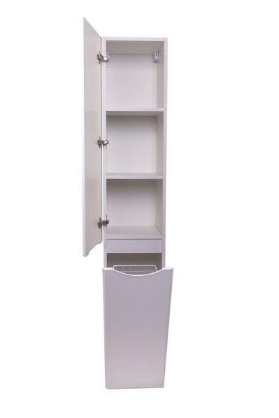 Шкаф пенал для ванной Style line El Fante подвесной Бергамо L с корзиной, Люкс антискрейтч белый, PLUS