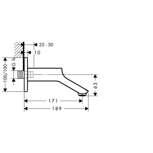 Axor Urquiola 11430000 Излив для ванны 171 мм