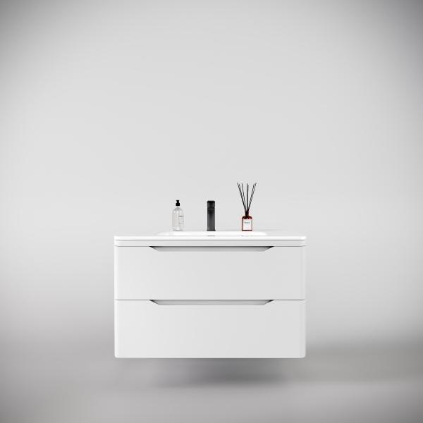 Тумба подвесная Style Line Марелла 90 (2 ящ.) Люкс антискрейтч белый матовый, PLUS