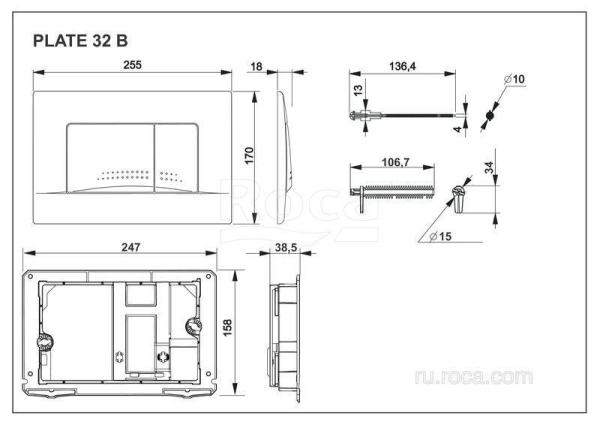 Кнопка смыва Roca Active 62B черный матовый (8901160B6)