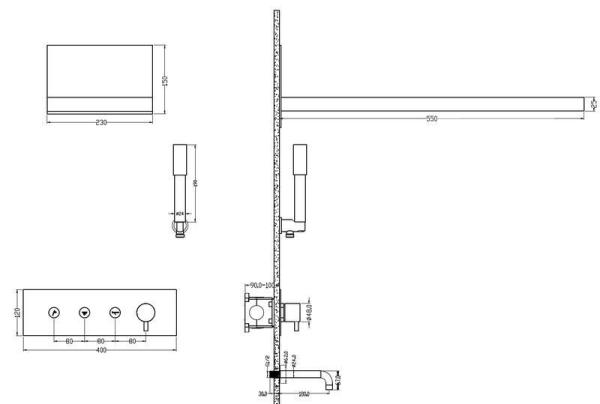 Душевая система Boheme FUSION 130-2-MW с изливом, трехпозиционная WHITE