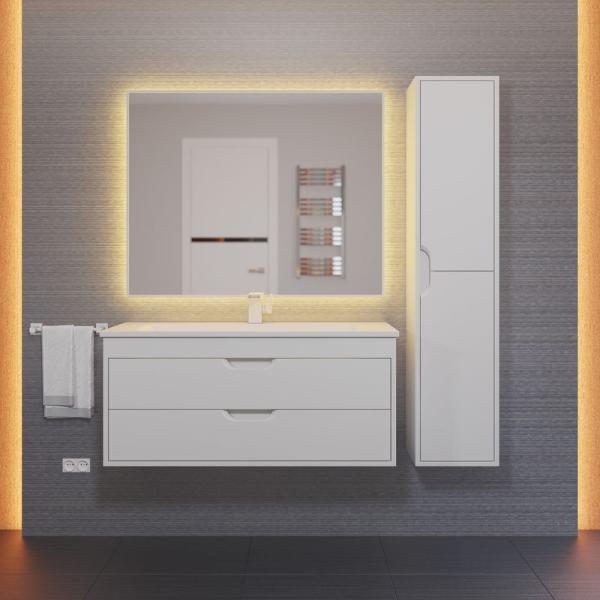 Шкаф-пенал для ванной Uperwood Modul, подвесной, с дверцами, матовый, белый