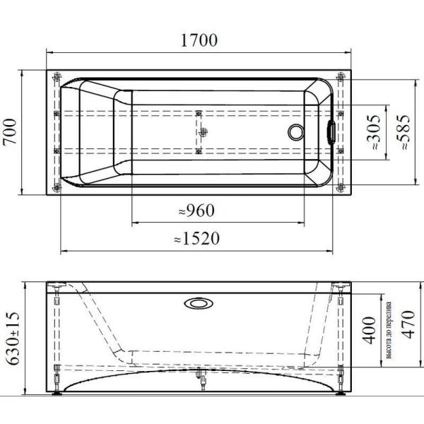 Акриловая ванна Радомир Vannesa Агата 170х70, каркас