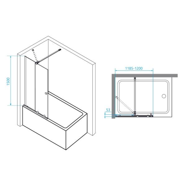 Шторка на ванну RGW Screens SC-46 120 см прозрачное Хром раздвижные 06114612-11