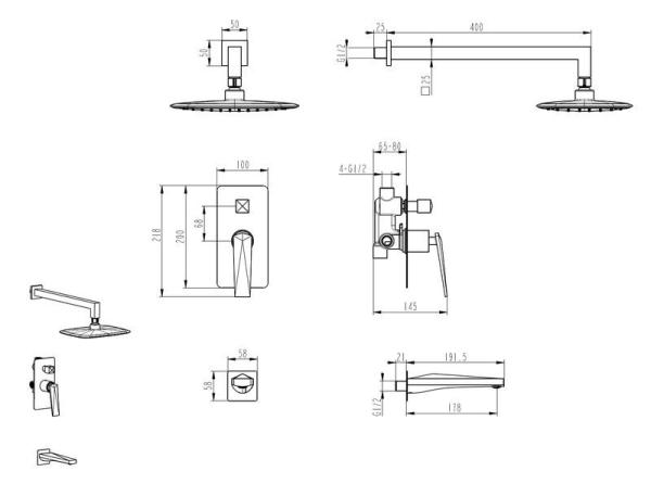 Душевая система с изливом Boheme Venturo черный/хром 374-B-2