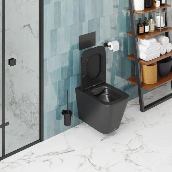 Унитаз Cerutti SPA MAIELLA Aria MB подвесной безободковый черный матовый CT9163 (500х350х320)