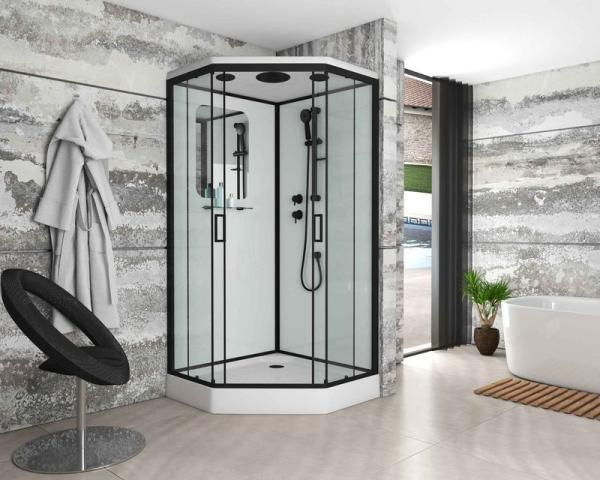 Душевая кабина Niagara Premium NG-6901-01D BLACK (900х900х2200) низкий поддон (16 см), стекло ТОНИРОВАННОЕ