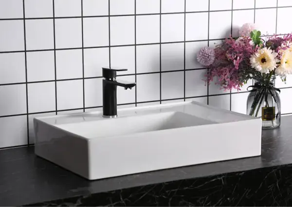 Раковина накладная CeruttiSPA, CR0017 (605х380х120) белая, прямоугольная, с отверстием под смеситель