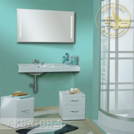 AQUATON раковина Отель 100 cм правая с навесами цвет белый