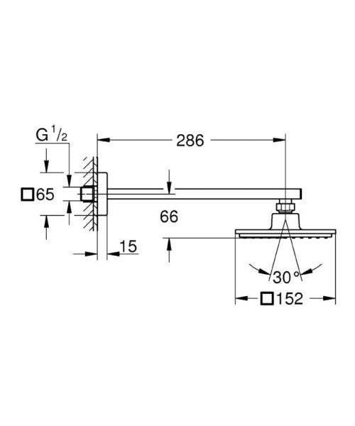 Grohe Euphoria Cube 26073000 Верхний душ с душевым кронштейном 286 мм