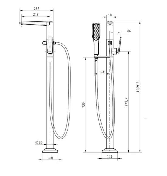 Смеситель напольный Boheme Venturo белый/золото 389-W