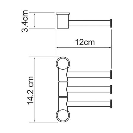 Полотенцедержатель WasserKraft K-1053 3-е рога короткие хром