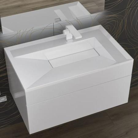 Раковина для ванной полувстраиваемая Uperwood Lotus 80 см, прямоугольная, белая глянцевая