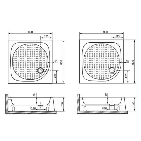 Поддон для душа RGW LUX/TN 16180199-21 90x90 см акрил