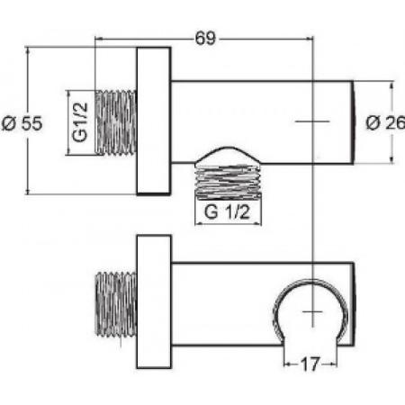 Шланговое подсоединение Kludi, 6054705-00, 1/2"x1/2"