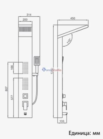 Душевая панель Frap F24005-6 черный для ванны