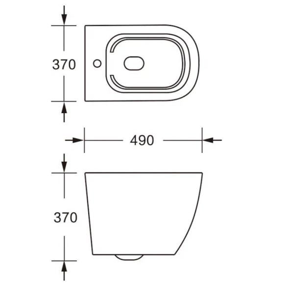 Унитаз Cerutti SPA SELLA Aria Tornado MMB подвесной безободковый черный мрамор матовый со смывом торнадо CT9531 (490х370х370)