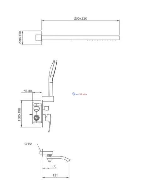 Душевая система Gappo G7107-79 встраиваемая 3-функции оружейная сталь с изливом